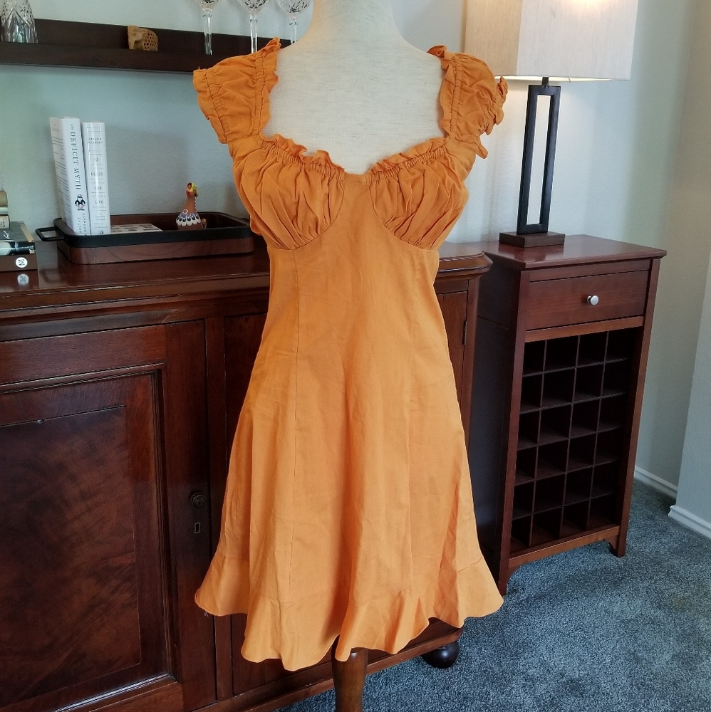 Free People Orange Ruffle Dress